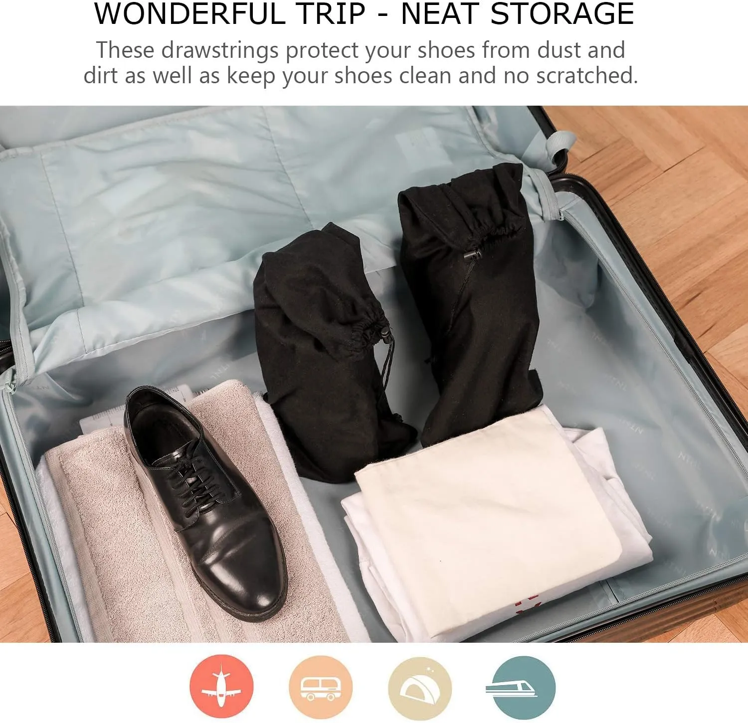 PlasMaller Shoe Storage Bags 100% Cotton with Drawstring for Men and Women for Travel Protecting and Storing Shoes