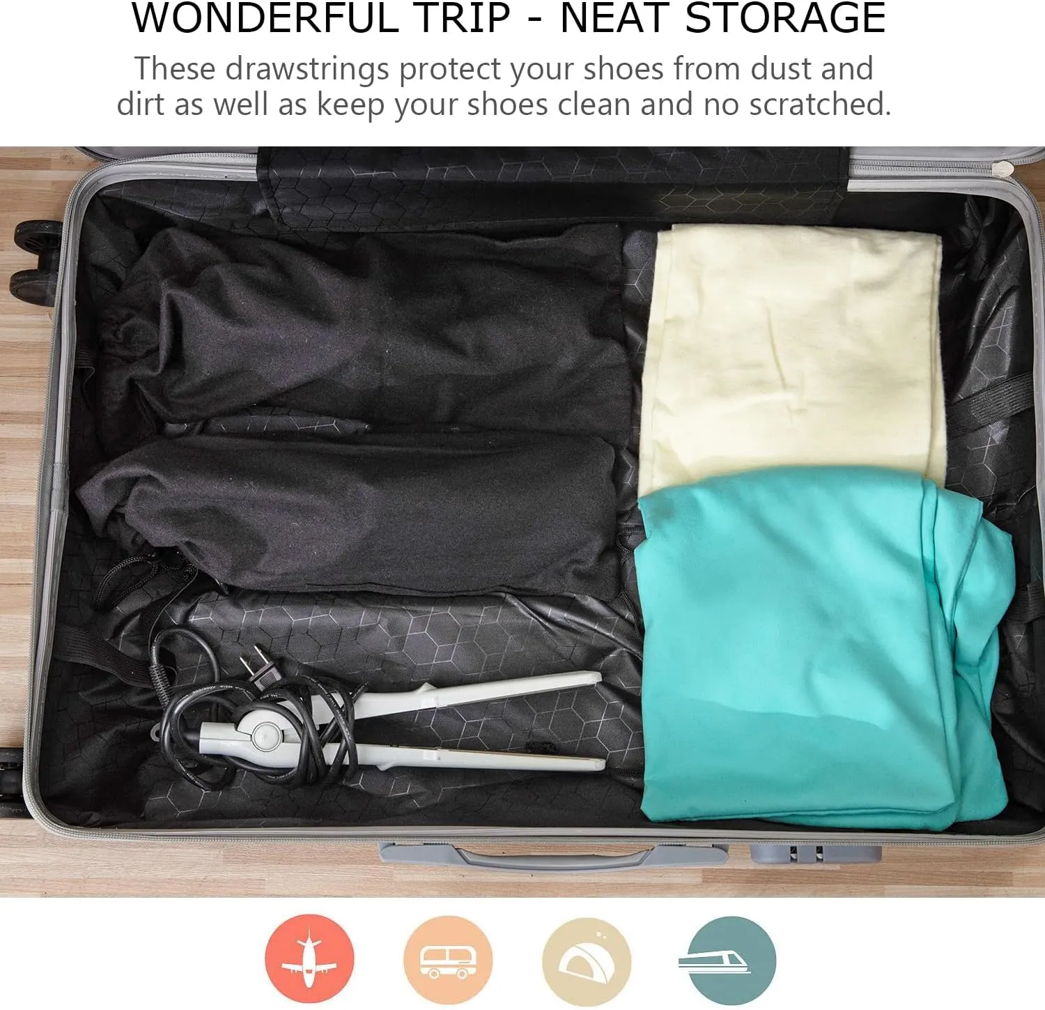 PlasMaller Shoe Storage Bags 100% Cotton with Drawstring for Men and Women for Travel Protecting and Storing Shoes