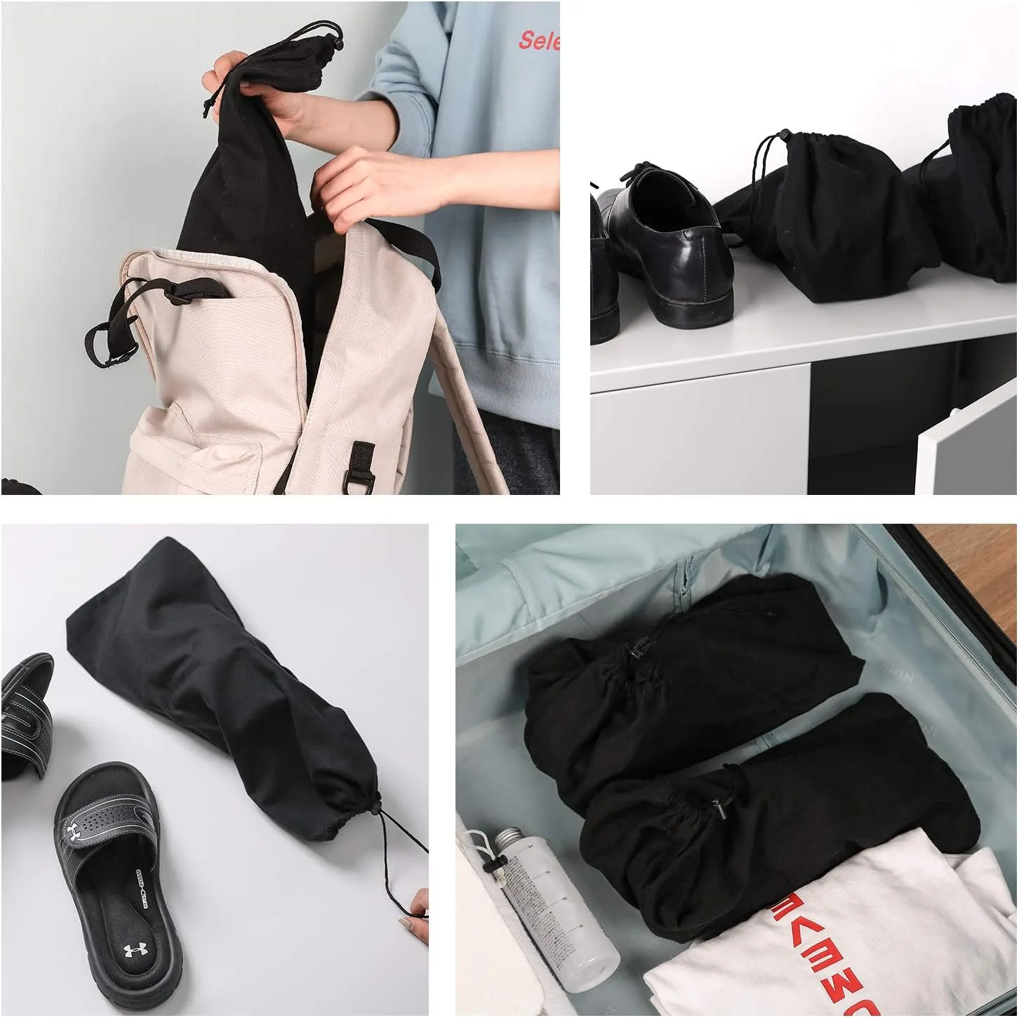 PlasMaller Shoe Storage Bags 100% Cotton with Drawstring for Men and Women for Travel Protecting and Storing Shoes