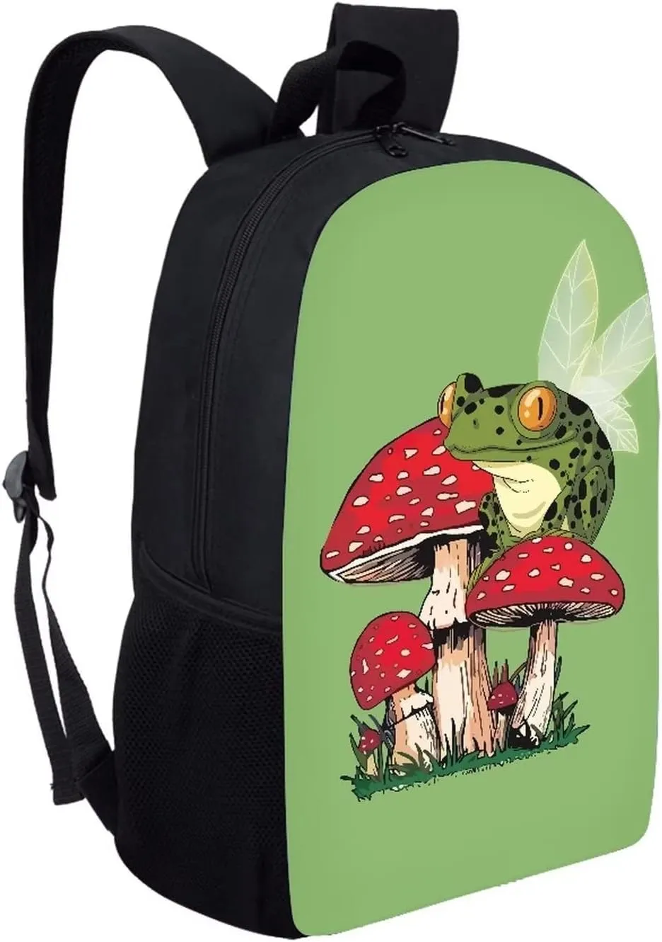 Poceacles Frog Mushrooms Pattern Backpack for Old Kids Girls Middle School Bag Bookbag for College Students Backpacks Lightweight Casual Daypack Shoulder Bag Laptop Bags