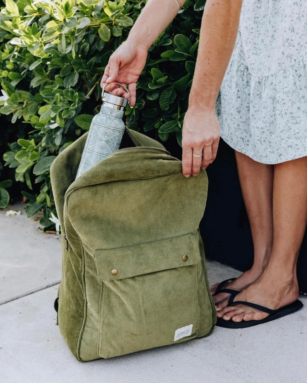 Pocket Backpack - AVOCADO GREEN CORDUROY