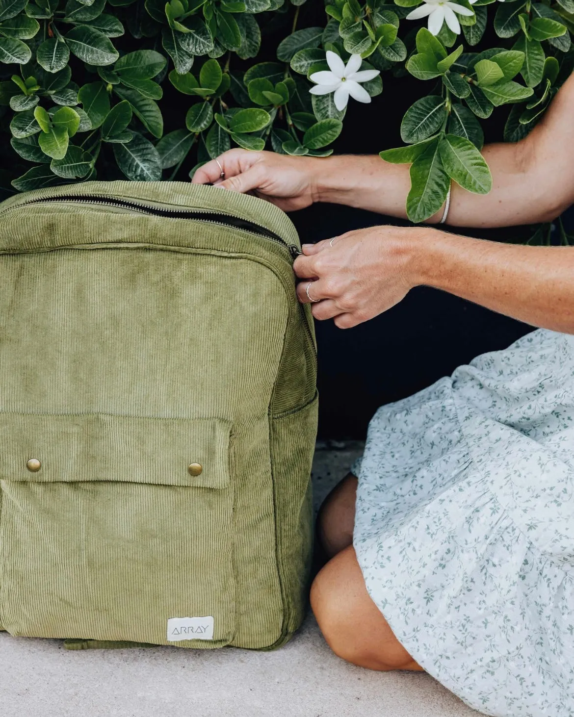 Pocket Backpack - AVOCADO GREEN CORDUROY