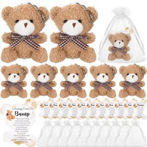 Poen 25 Set Bear Baby Shower Favors Baby Shower Souvenirs for Guest Return Gifts Includes Small Bears Keychains Thank You Tags and White Organza Bags for Party Supplies