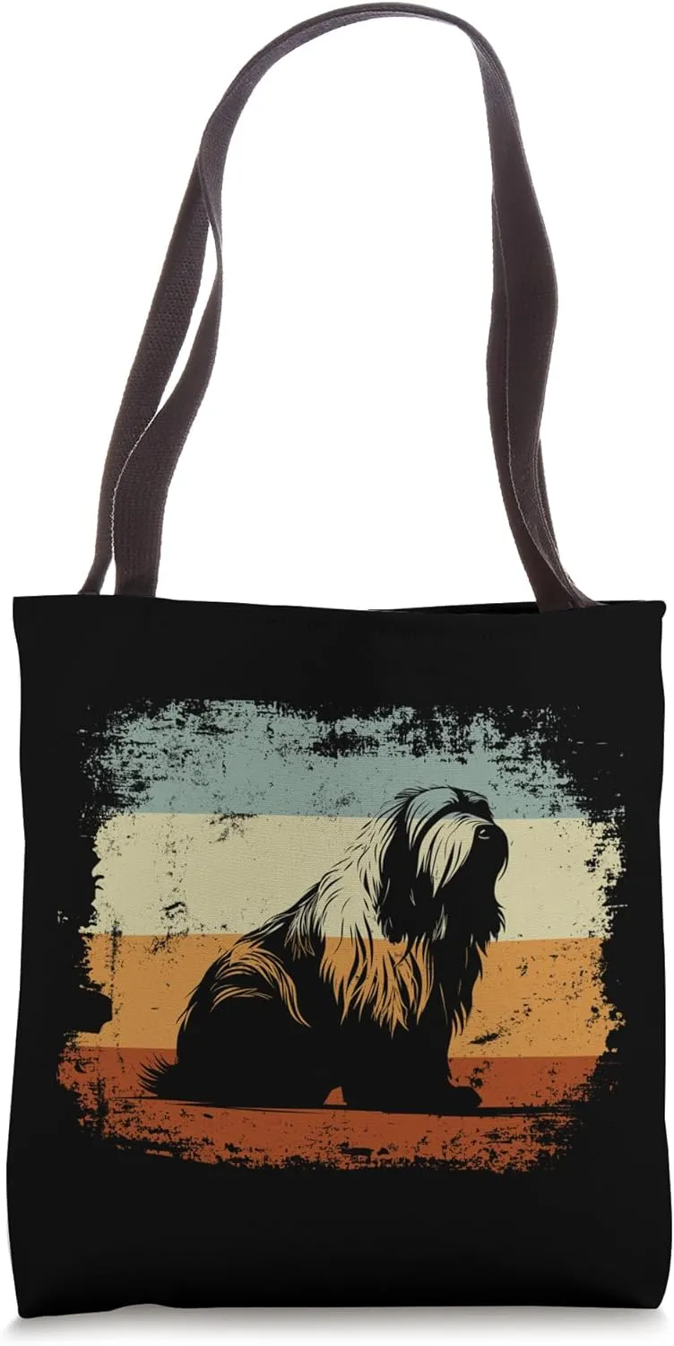 Polish Lowland Sheepdog Dog Retro Vintage Design Tote Bag