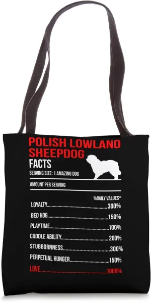 Polish Lowland Sheepdog Facts Dog Breed Lover Tote Bag