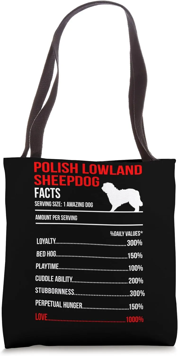 Polish Lowland Sheepdog Facts Dog Breed Lover Tote Bag