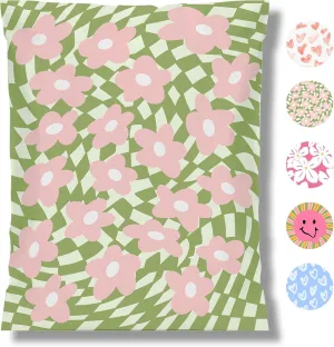 Poly Mailers 10x13 Shipping Bags for Clothes 100 Pack 2.36mil Thick Package Bags Cute Mailing Bags With Self-Seal Printed Packaging Bags for Small Business -Green Kaleidoscope