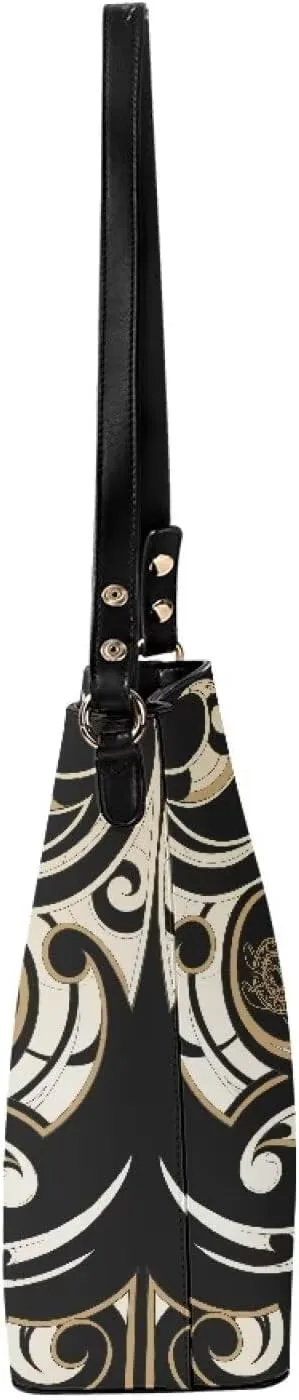 Polynesian Bucket Bags For Women Crossbody Bags PU Leather Tote Bag Summer Purses with 2 Detachable Straps Handbags