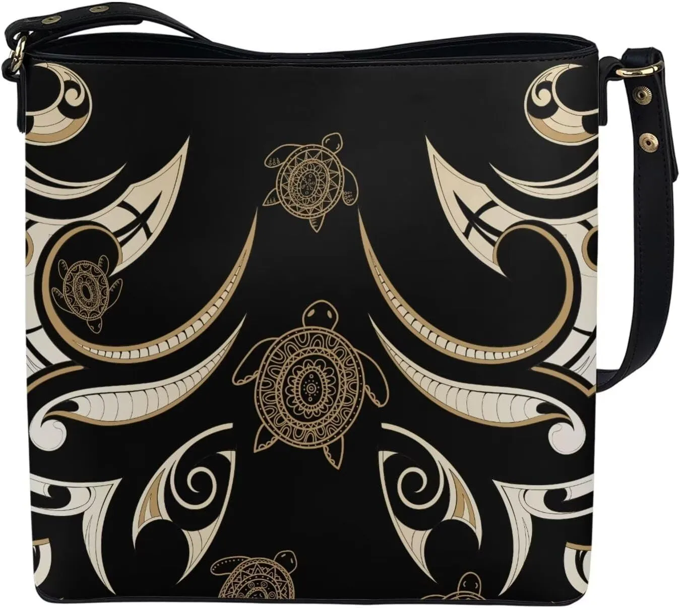 Polynesian Bucket Bags For Women Crossbody Bags PU Leather Tote Bag Summer Purses with 2 Detachable Straps Handbags