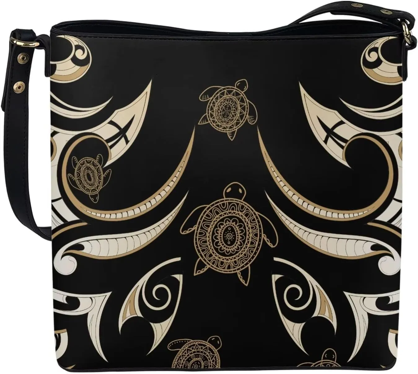 Polynesian Bucket Bags For Women Crossbody Bags PU Leather Tote Bag Summer Purses with 2 Detachable Straps Handbags