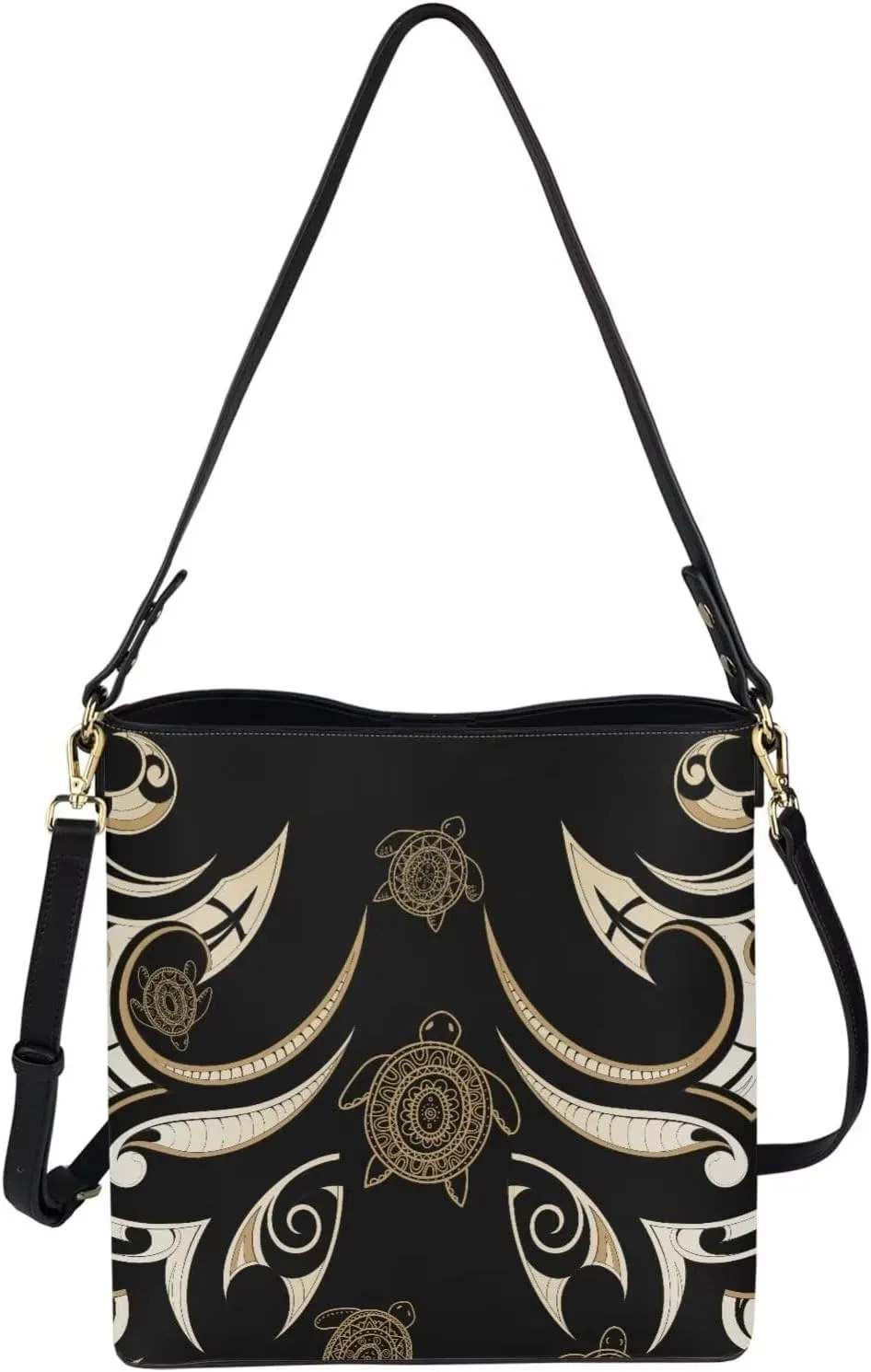 Polynesian Bucket Bags For Women Crossbody Bags PU Leather Tote Bag Summer Purses with 2 Detachable Straps Handbags