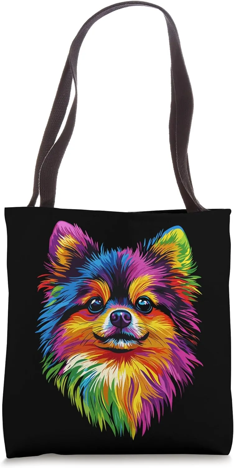 Pomeranian Popart Rainbow Colored Pom German Dwarf Spitz Tote Bag