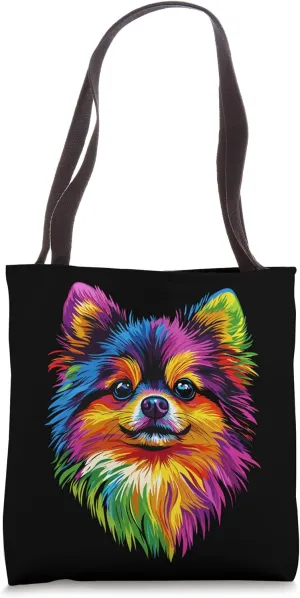 Pomeranian Popart Rainbow Colored Pom German Dwarf Spitz Tote Bag