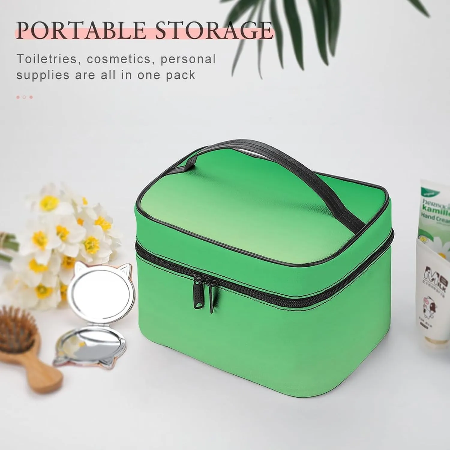Portable Make Bag, Neon Green Ombre Cosmetic Case Portable Cosmetic Portable Organizer for Men & Women