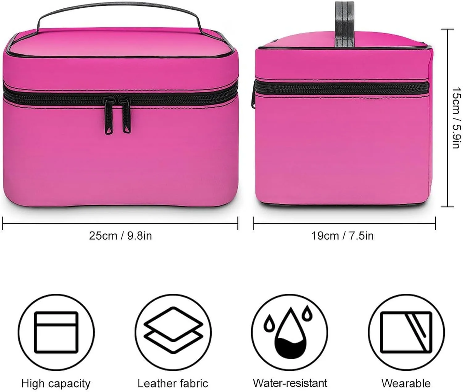 Portable Make Bag, Neon Pink Ombre Cosmetic Case Portable Cosmetic Portable Organizer for Men & Women