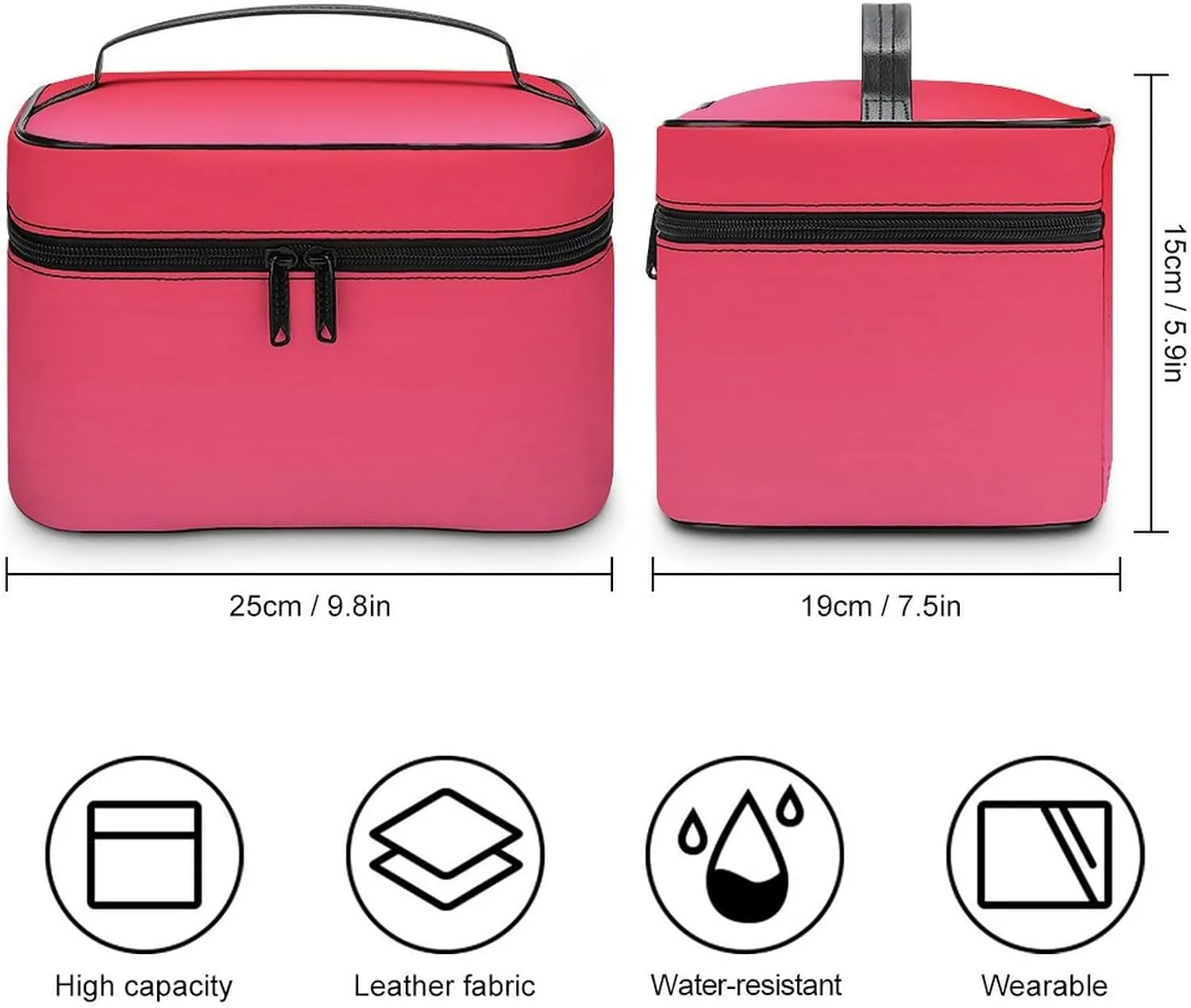 Portable Make Bag, Neon Red and Pink Ombre Cosmetic Case Portable Cosmetic Portable Organizer for Men & Women
