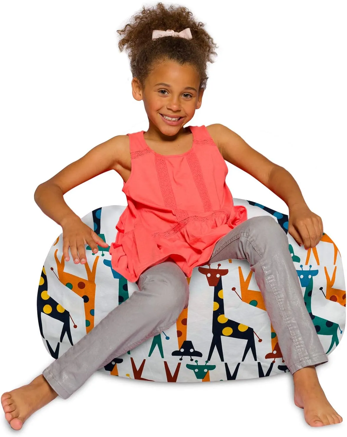 Posh Beanbags Bean Bag Chair, Medium-27in, Canvas Giraffes on White