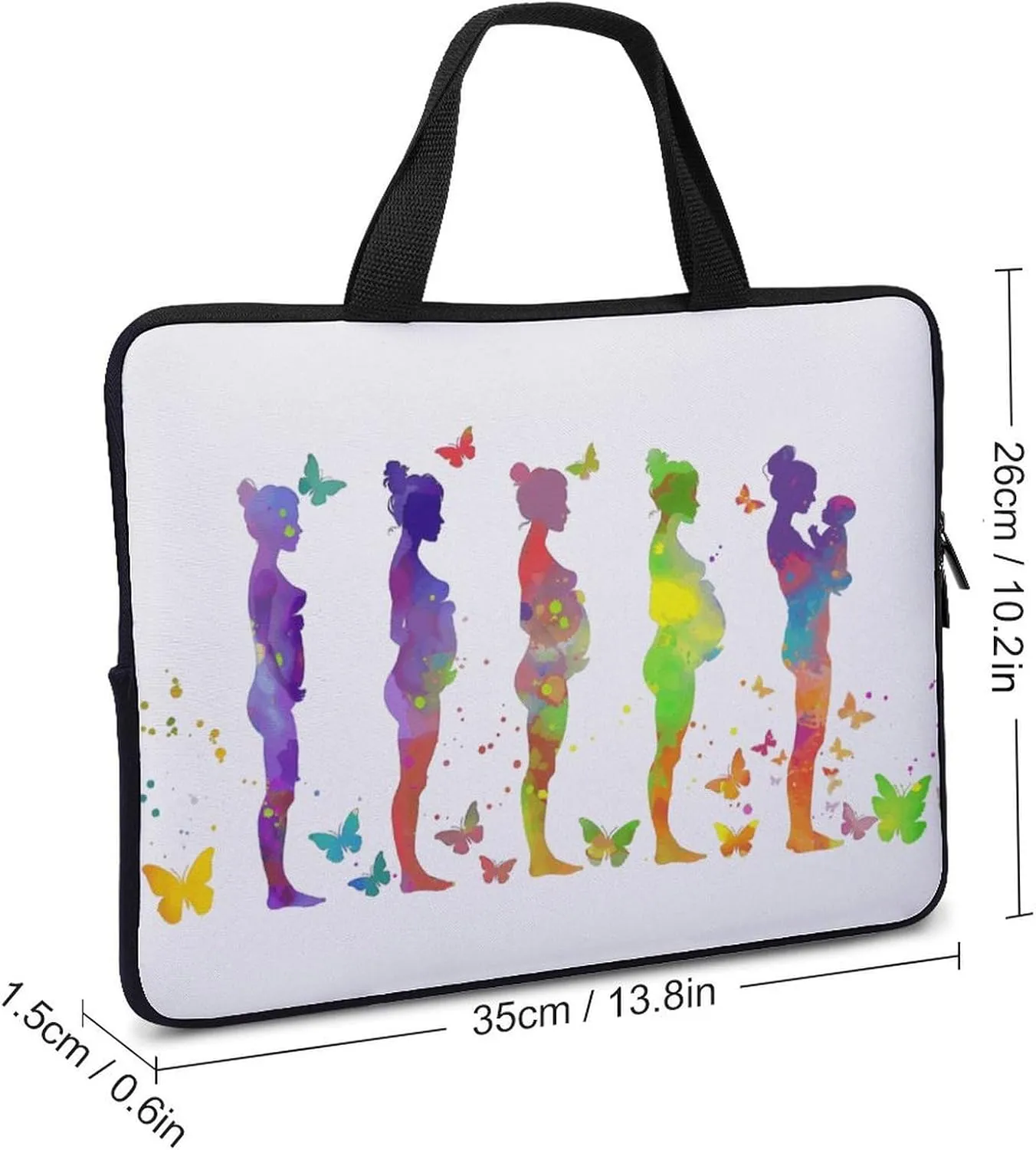 Pregnant Lady Abstract Laptop Bag Laptop Case Computer Messenger Bag with Adjustable Shoulder Strap