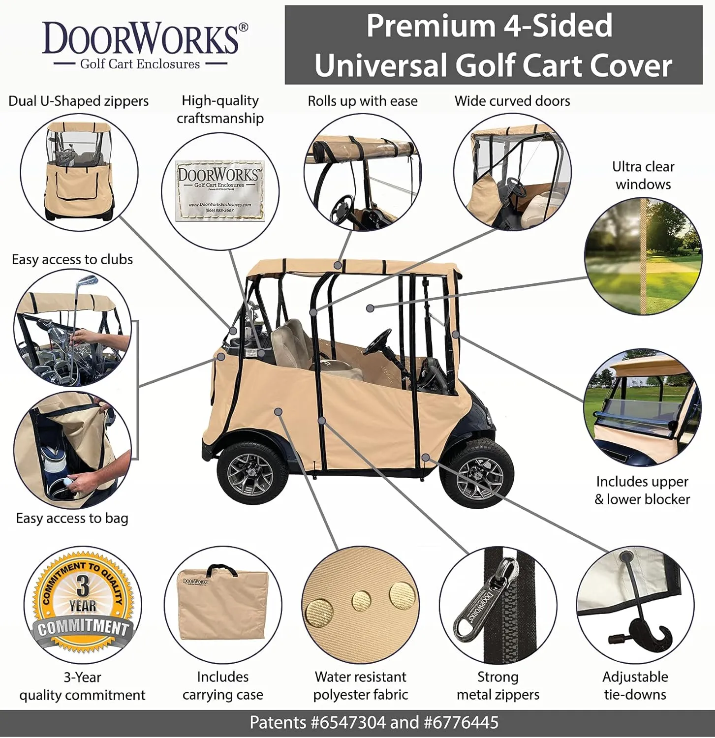 Premium Golf Cart Cover - Portable & Drivable 4-Sided Yamaha Drive and Drive 2 Golf Cart Cover