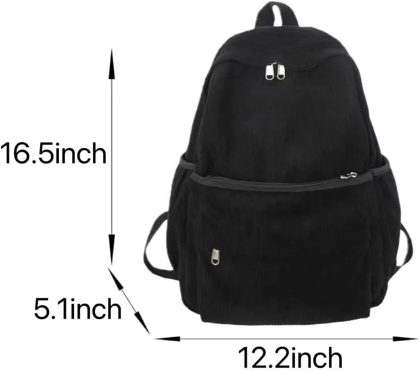 Preppy Corduroy Backpack Aesthetic Backpack 15.6 inch Laptop College Backpack Cute Book Bag Travel Rucksack Daypack (One Size,Green)