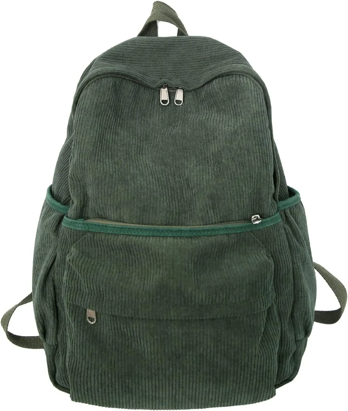 Preppy Corduroy Backpack Aesthetic Backpack 15.6 inch Laptop College Backpack Cute Book Bag Travel Rucksack Daypack (One Size,Green)
