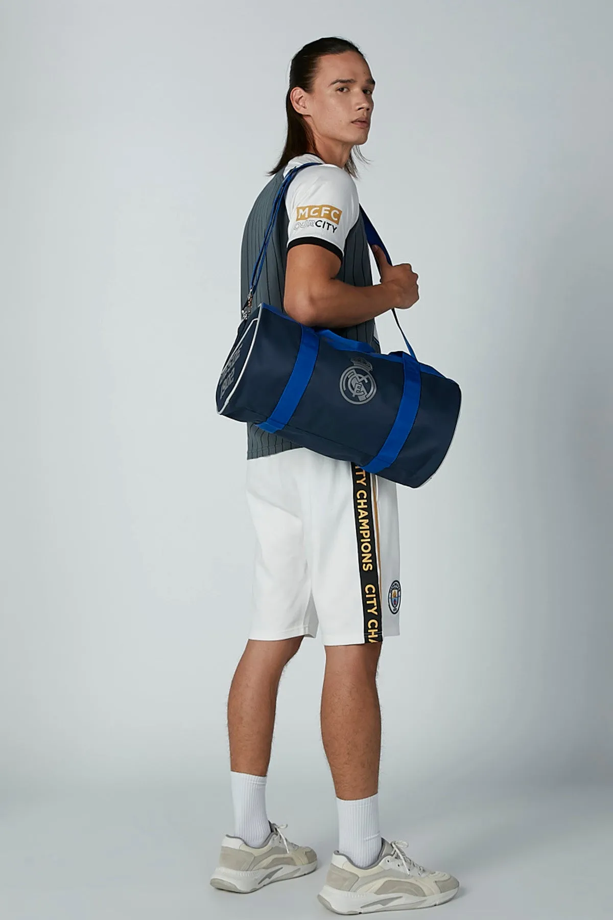 Printed Duffle Bag with Zip Closure and Detachable Strap