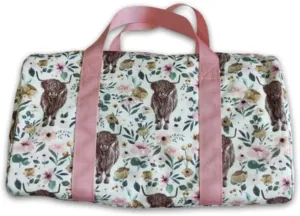 Printed Lightweight Sport Duffle Bag (floral highland cow)