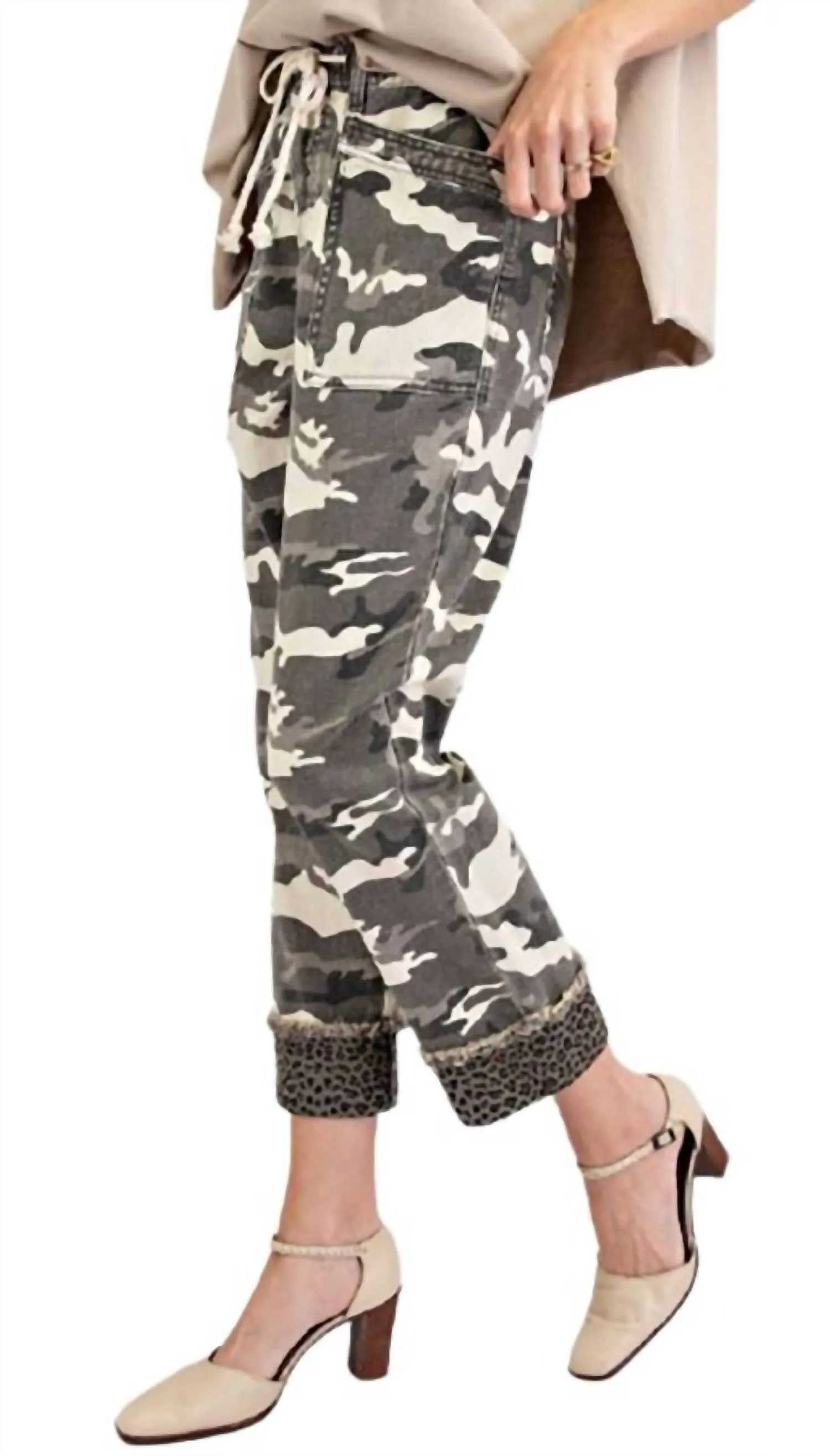Printed Washed Twill Pant In Camo