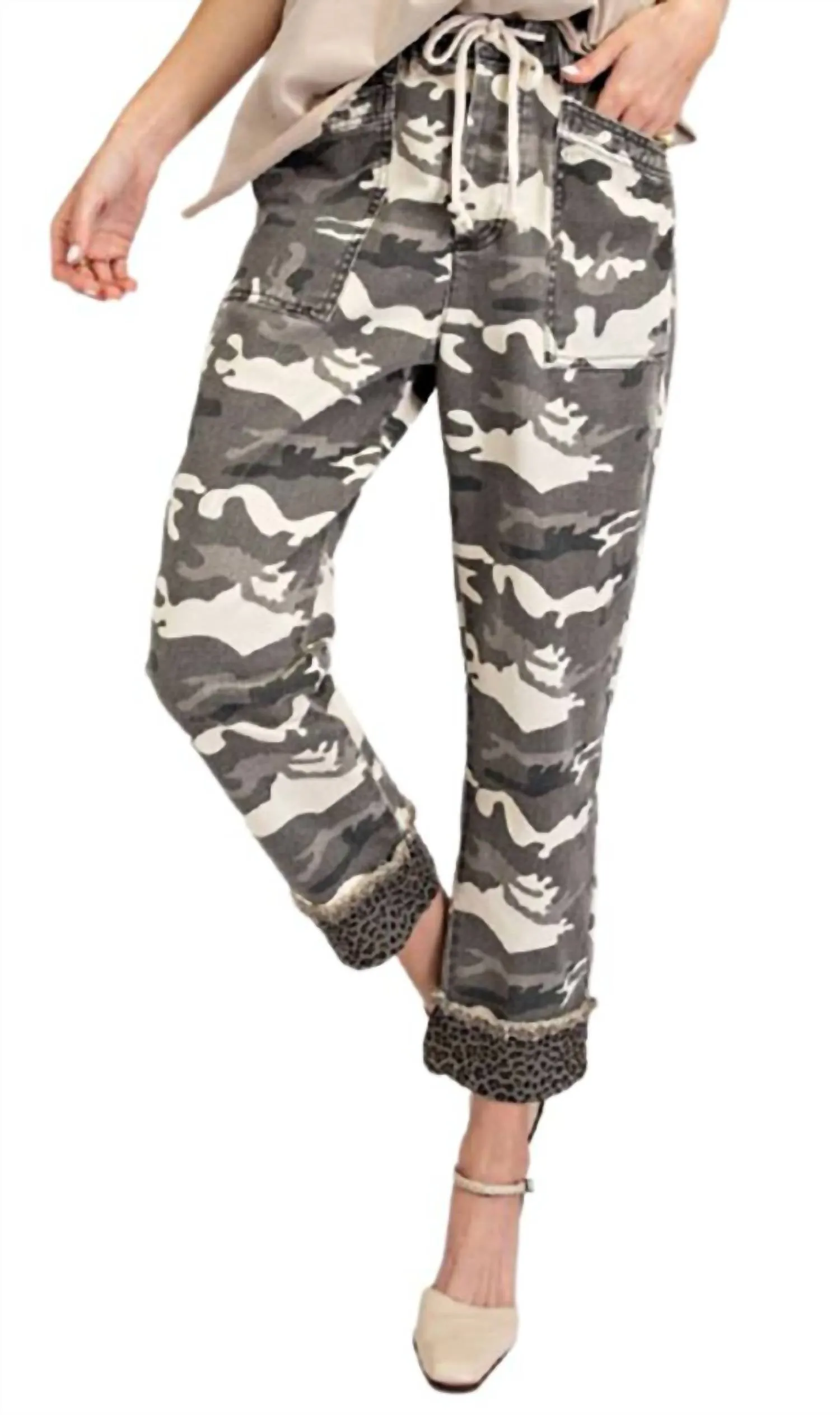Printed Washed Twill Pant In Camo