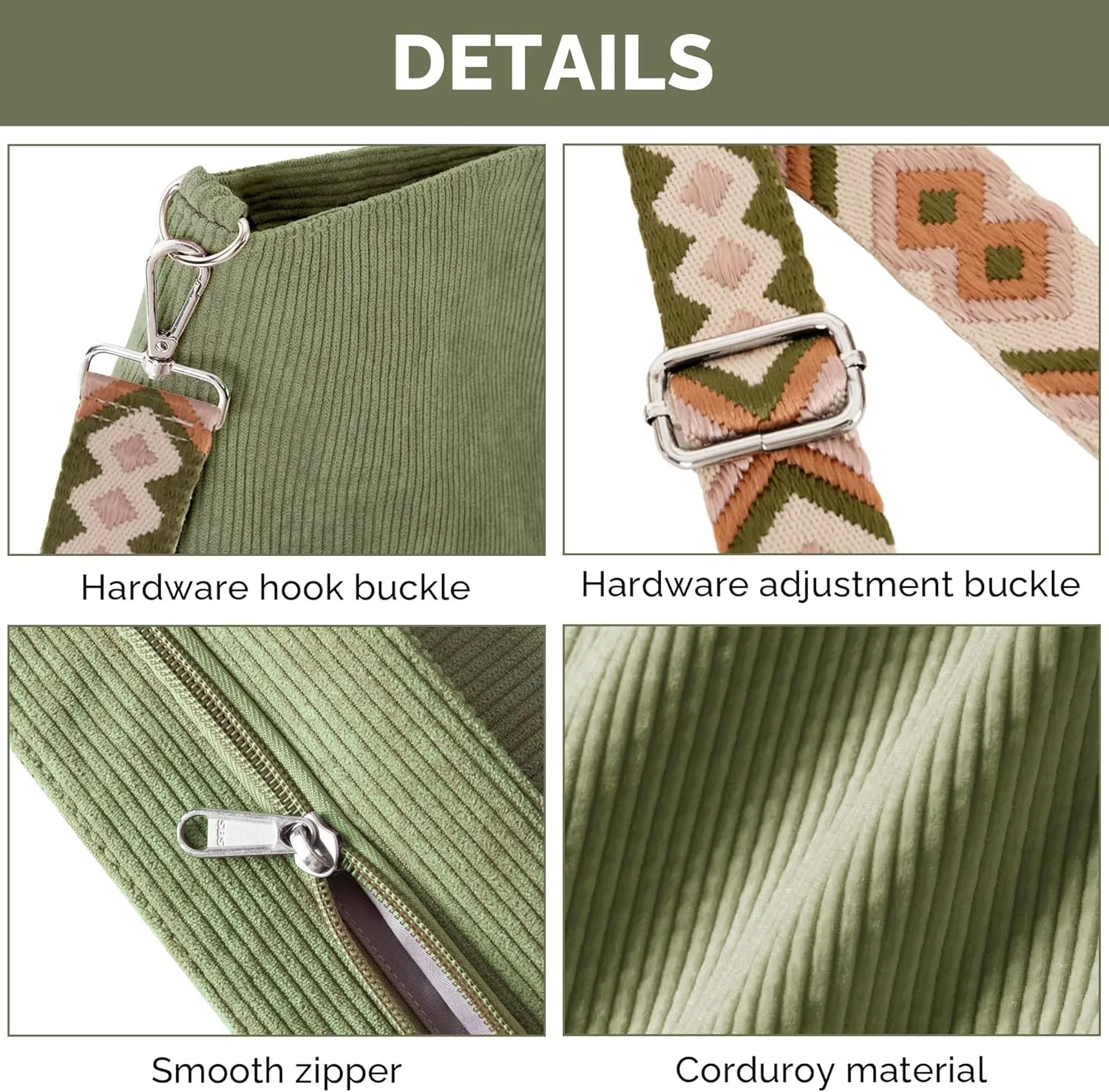 Prite Women’s Corduroy Tote Bag with Zipper, Stylish Shoulder Bag with Adjustment Straps for Work, Travel, Daily Use