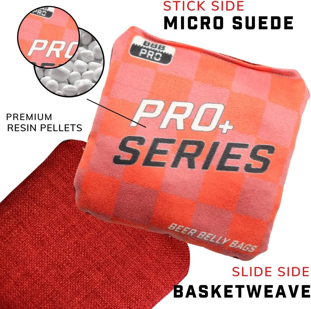 Pro Plus Competitive Cornhole Bags, Pro  Series Regulation Resin Fill Set of 8 Includes Carrying Tote Made in USA