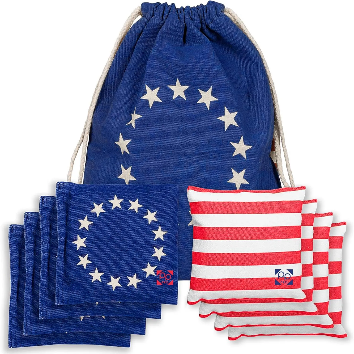 Professional Cornhole Bags - Set of 8 Regulation All Weather Double Sided - Sticky Side/Slick Side Bean Bags for Pro Corn Hole Game
