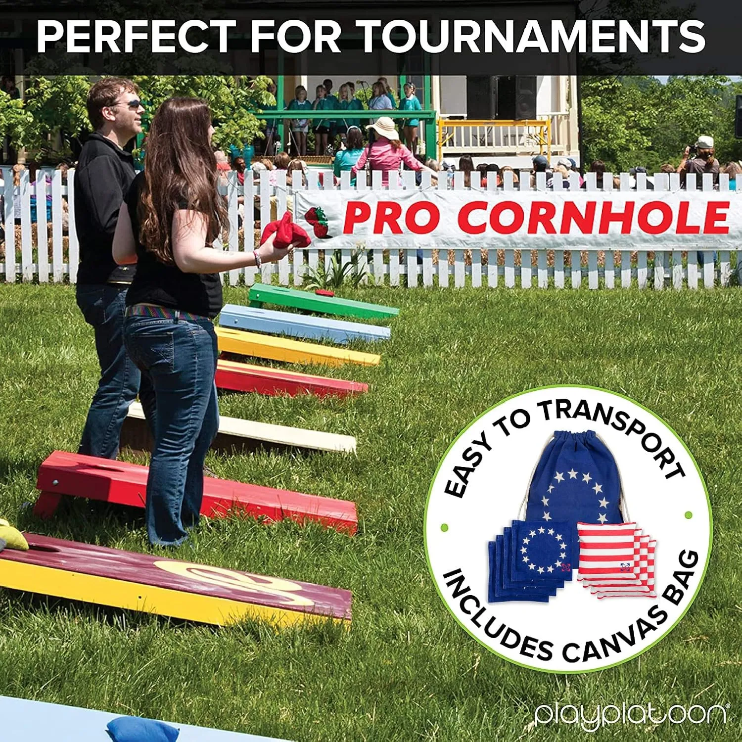 Professional Cornhole Bags - Set of 8 Regulation All Weather Double Sided - Sticky Side/Slick Side Bean Bags for Pro Corn Hole Game