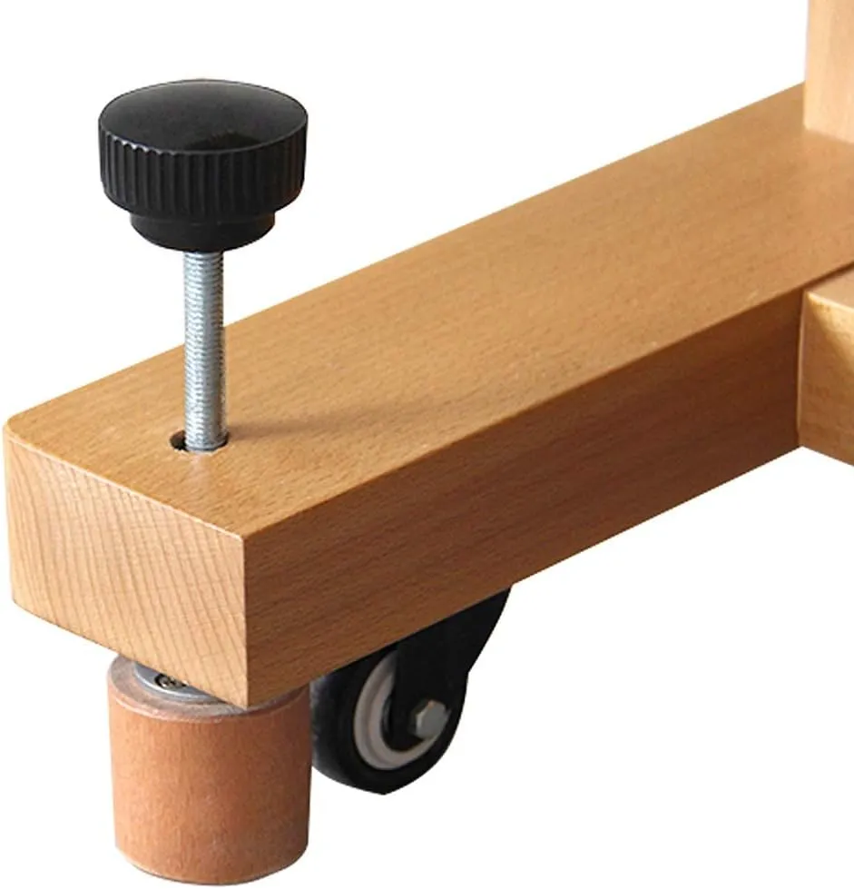 Professional Studio Easel Wooden Hand Shake Lifting Floor Standing Artists Painting Art Exhibition Display Holder with 4 Castor Mobile (Color : A)