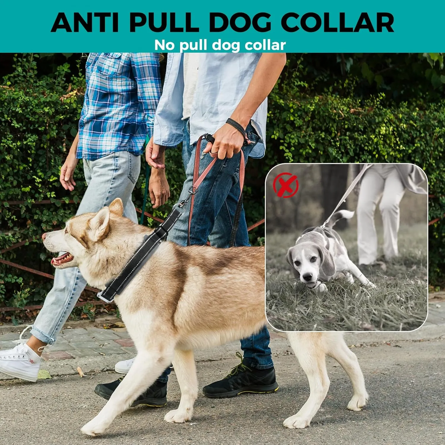 Prong Collar for Large Dogs – Heavy Duty Martingale No Pull Dog Collar with Stainless Spikes & Reflective Strips, Pitbull/Doberman Training Control for Parks, Streets