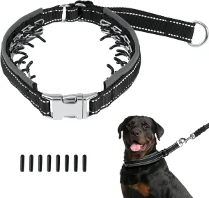 Prong Collar for Large Dogs – Heavy Duty Martingale No Pull Dog Collar with Stainless Spikes & Reflective Strips, Pitbull/Doberman Training Control for Parks, Streets