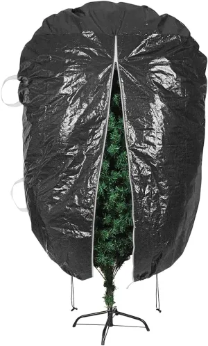 ProPik Upright Christmas Tree Storage Bag - Fits 9 Ft. Xmas Tree - Heavy Duty Polyethylene, Waterproof Bag - Reusable, Adjustable, Zipper Closure, Ergonomic Handles for Transportation (9ft, Black)