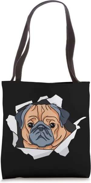 Pug Dog Breakthrough Cute Dog Animal Lover Tote Bag