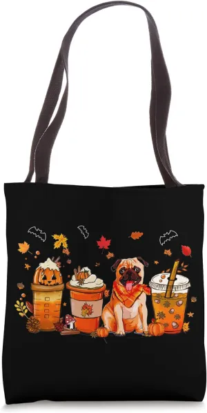 Pug Dog Lover Pumpkin Spice Coffee Latte Warm Fall Autumn Tote Bag