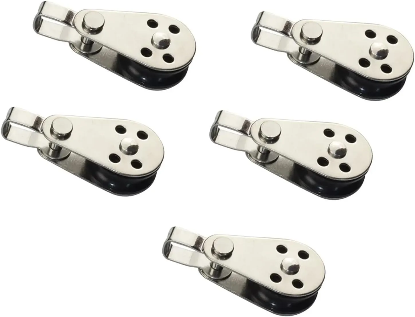 Pulley 5PCS 25mm 316 Stainless Steel Swivel Eye Single Wire Rope Pulley Nylon Block for Canoe Boat Anchor Trolley Kit