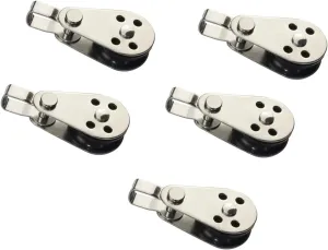 Pulley 5PCS 25mm 316 Stainless Steel Swivel Eye Single Wire Rope Pulley Nylon Block for Canoe Boat Anchor Trolley Kit