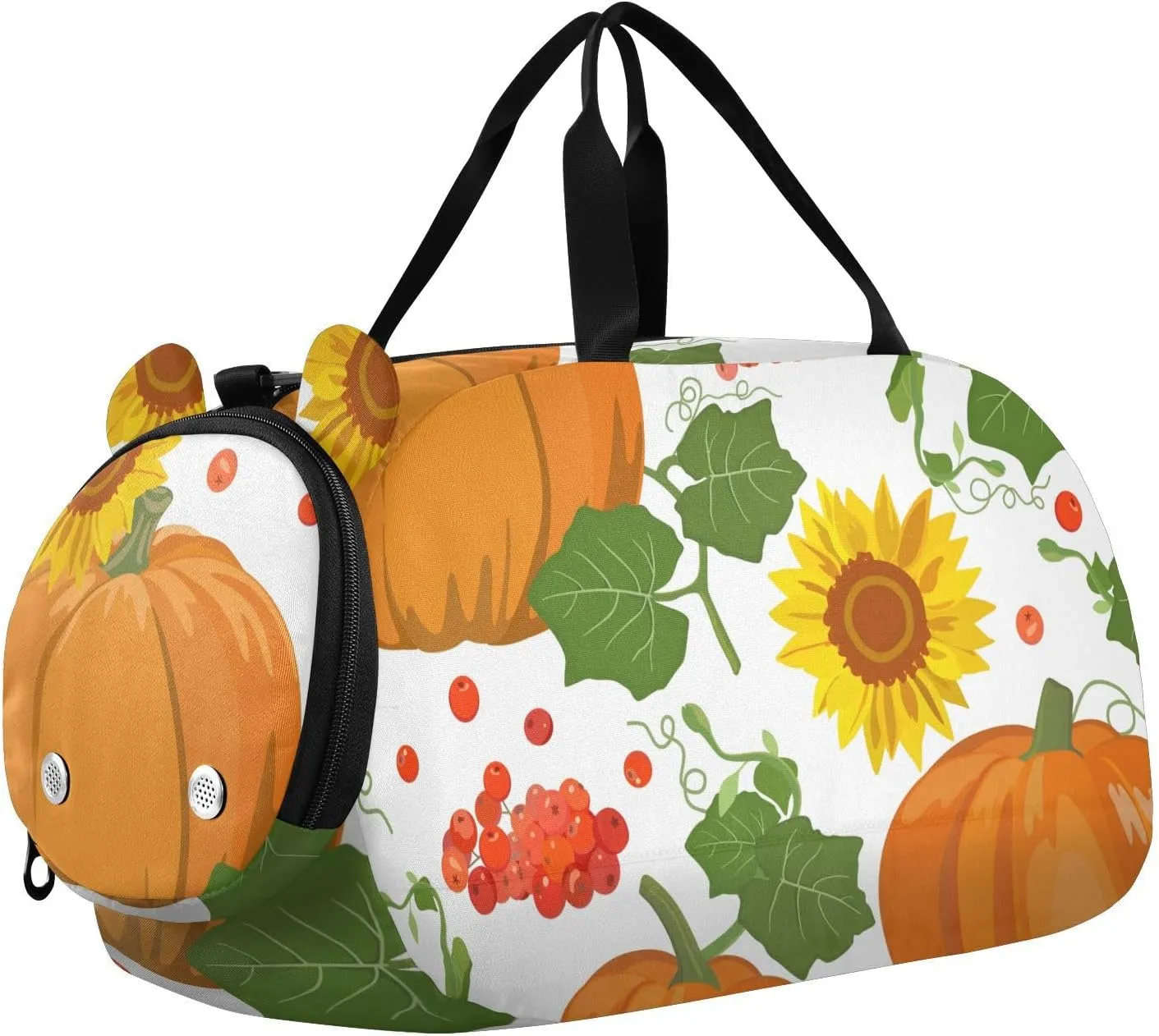 Pumpkins Rowan and Sunflowers Gym Travel Duffel Bag with Shoe Compartment for Boys Girls - Gymnastics Sports Dance Football Travel Bag Teens Weekender Sleepover