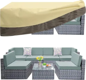 PureFit Patio Furniture Covers Outdoor Table Furniture Cover Waterproof Canvas Rectangle 650D Patio Covers for Outdoor Furniture, Lawn, Deck, Backyard, Anti-fade & Tear Resistant, 110"L x 84"W x 28"H