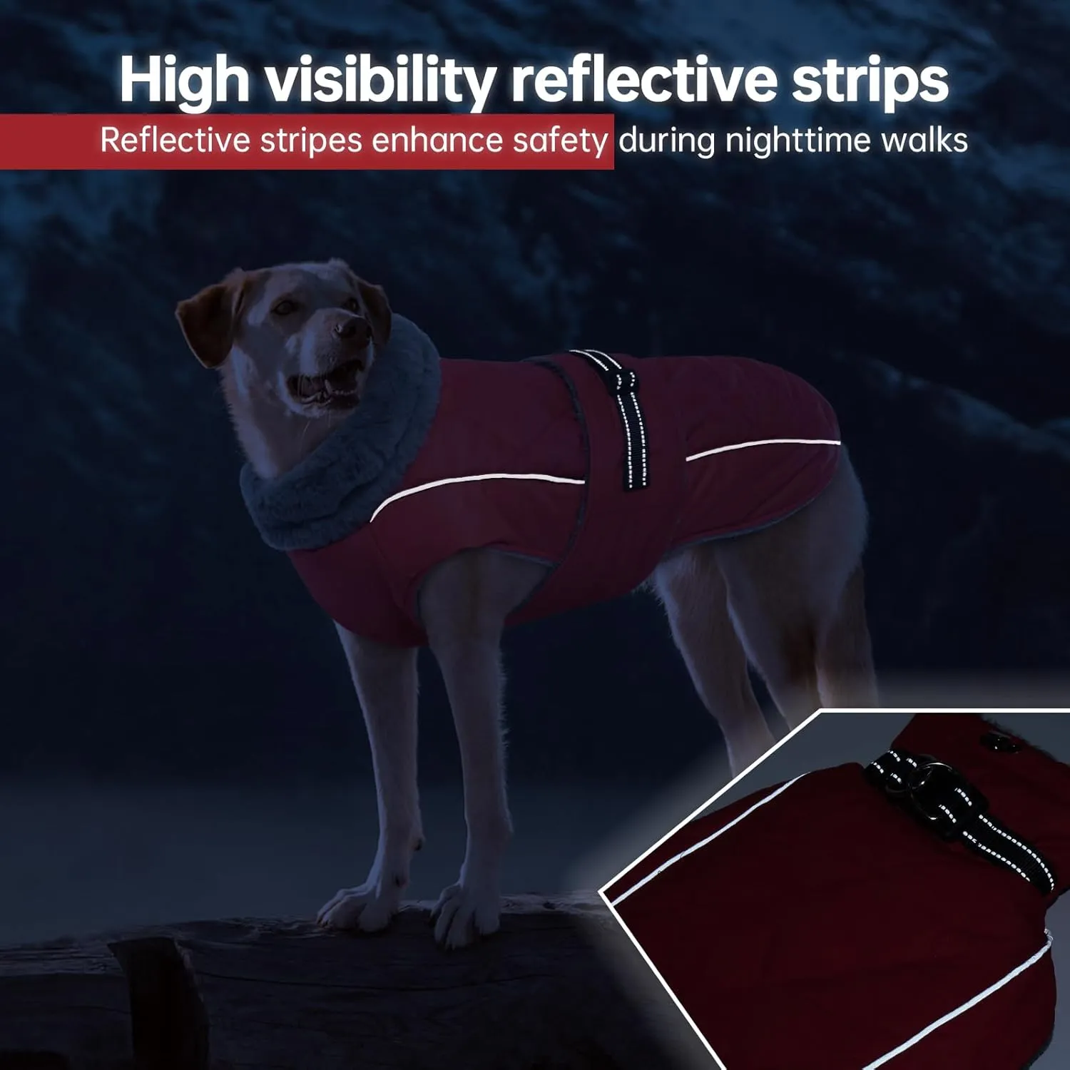 QBLEEV Warm Turtleneck Dog Coat: Waterproof Adjustable Winter Jacket for Small-Medium-Large Dogs with Reflective Fleece Neck Design for Men, Women & Dogs, Perfect for Cold Weather and Snow