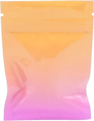 QQ Studio Pack of 100 Double-Sided Two-Tone Ombre Color Gradient Silver Resealable Bags w/Tear Notches for Beauty Scrub Products (2.8" x 3.9", Ombre Orange)