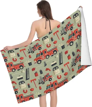 Quick Dry Beach Towel - Soft Fire Truck Elevator Tools Print Bath Towels for Bathroom, Microfiber Towels for Body, Beach Sandproof Absorbent Shower Towel for Home, Travel
