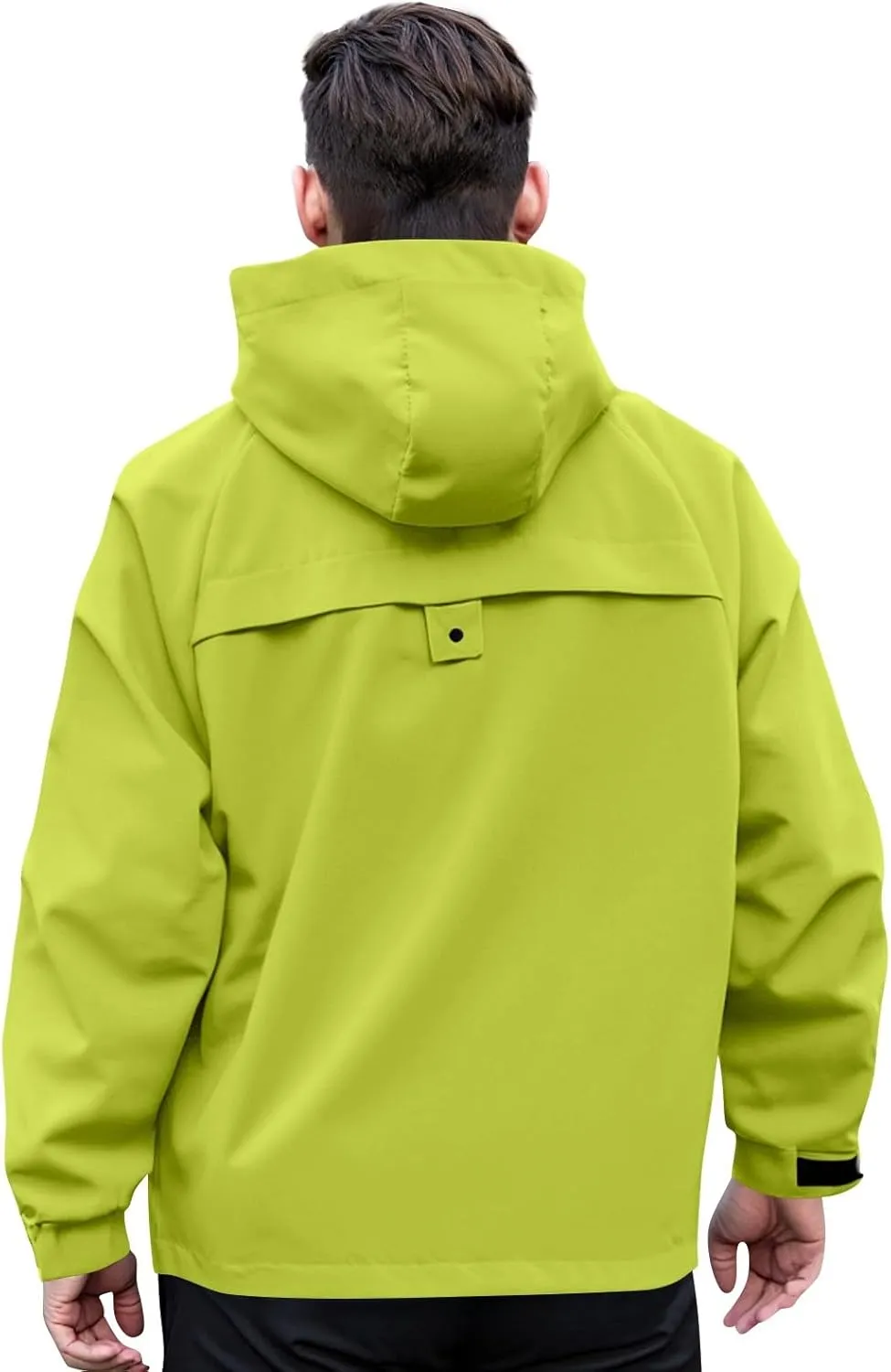 Rain Jacket Men Drawstring Lightweight Waterproof Raincoat Poncho Sun Protective Outdoor Jacket with Hooded