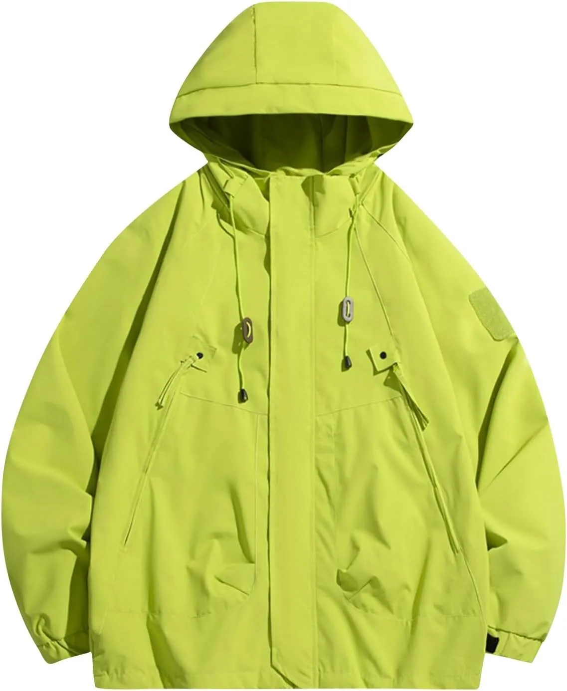Rain Jacket Men Drawstring Lightweight Waterproof Raincoat Poncho Sun Protective Outdoor Jacket with Hooded