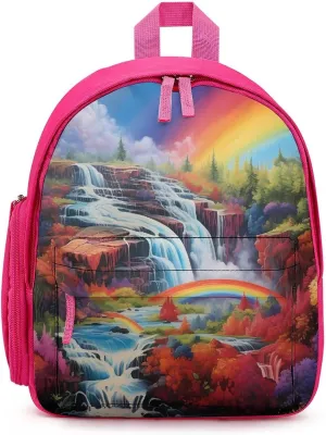 Rainbow Cascade Cute Backpack Small Daily Daypack Travel Shoulder Bag with Adjustable Strap Graphic Print
