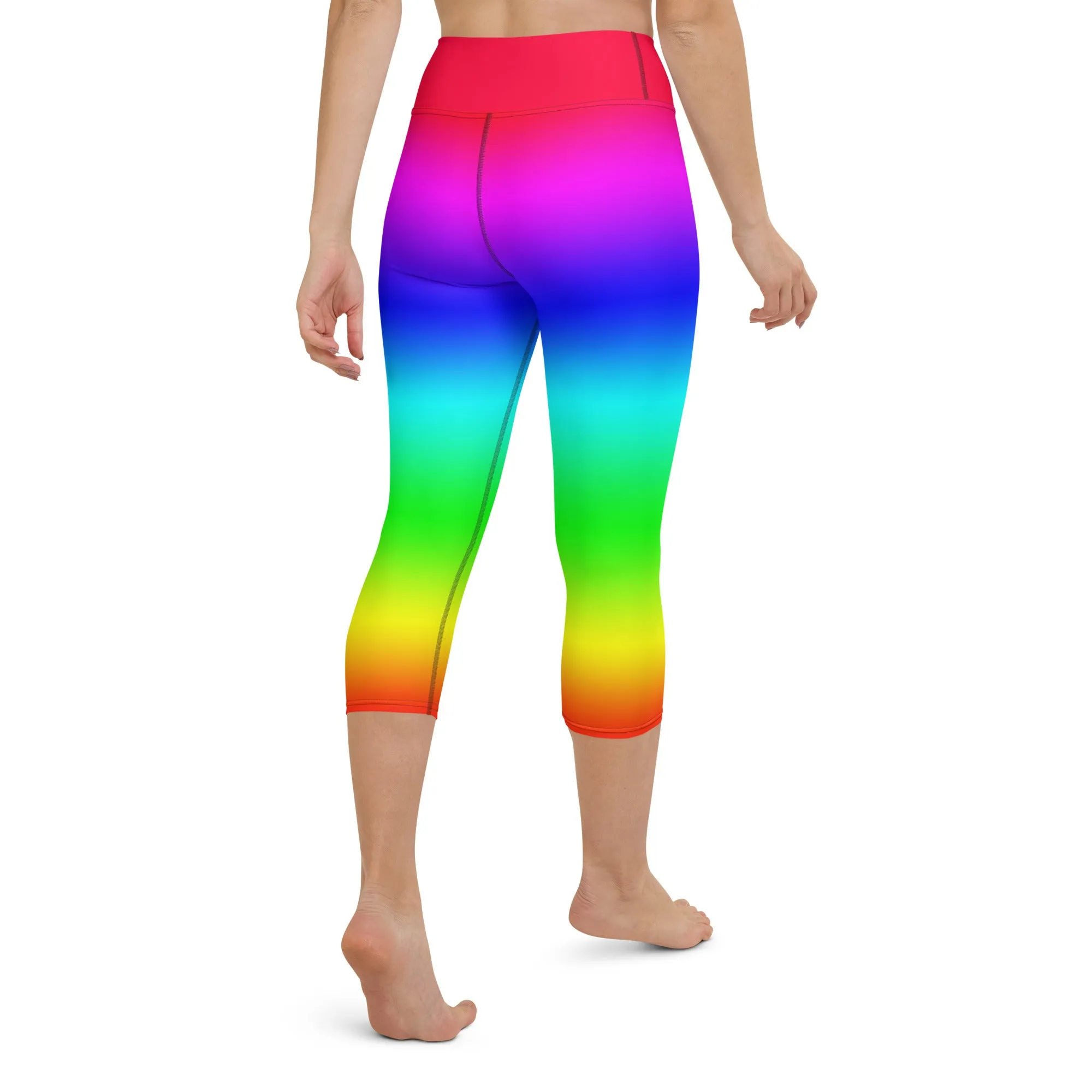 Rainbow High-waist Yoga Capri Leggings